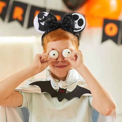 Mouse Ears Headband Black Sequin Mouse Ears Headband Shiny Bows Mouse Ears Headbands For Boys Girls Women Halloween Trip Essentials And Accessories (Black) in Saudi Arabia