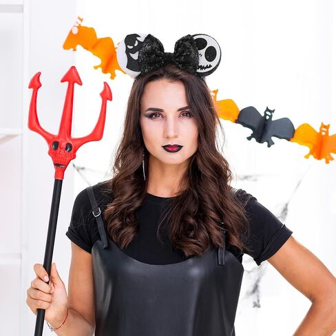 Mouse Ears Headband Black Sequin Mouse Ears Headband Shiny Bows Mouse Ears Headbands For Boys Girls Women Halloween Trip Essentials And Accessories (Black) in Saudi Arabia
