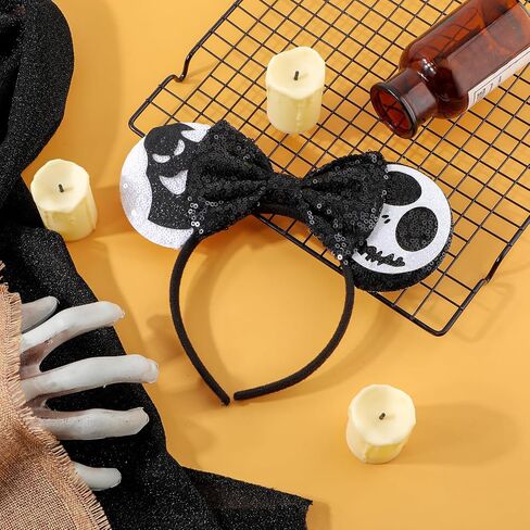 Mouse Ears Headband Black Sequin Mouse Ears Headband Shiny Bows Mouse Ears Headbands For Boys Girls Women Halloween Trip Essentials And Accessories (Black) in Saudi Arabia
