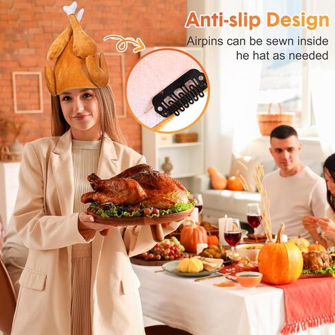 15 Pcs Thanksgiving Turkey Costume 3 Plush Turkey Hat 6 Turkey Glasses with 6 Hairpin, One Size Roasted Turkey Hat Funny Silly Hat for Thanksgiving Party Supplies in Kuwait