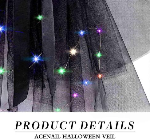 Acenail Light up Black Veil Wedding Veil Butterfly LED Tulle Bride Veil Bow Bridal Veils with Comb Halloween Veils for Women in Saudi Arabia