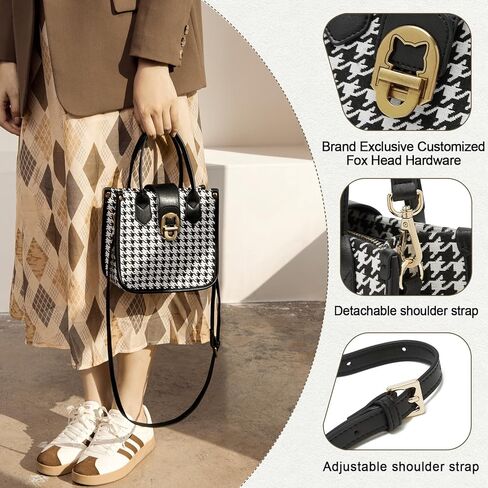 حقائب يد من القماش ذات مقبض علوي من FOXLOVER للنساء ذات دلو صغير ومحفظة كروس من الجلد النباتي in Kuwait