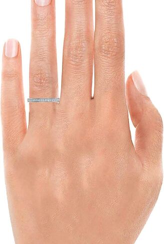 خاتم زفاف من الماس والياقوت الطبيعي والمعتمد من Diamondere من الذهب الأبيض عيار 10 قيراط | خاتم زفاف عتيق 0.83 قيراط للنساء، مقاس أمريكي من 4 إلى 8 in Saudi Arabia