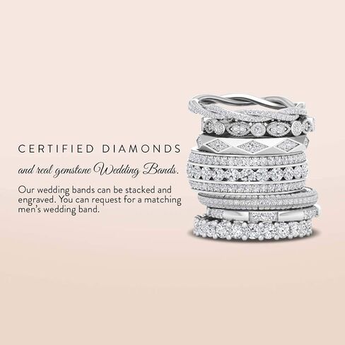 خاتم زفاف من الماس والياقوت الطبيعي والمعتمد من Diamondere من الذهب الأبيض عيار 10 قيراط | خاتم زفاف عتيق 0.83 قيراط للنساء، مقاس أمريكي من 4 إلى 8 in Saudi Arabia