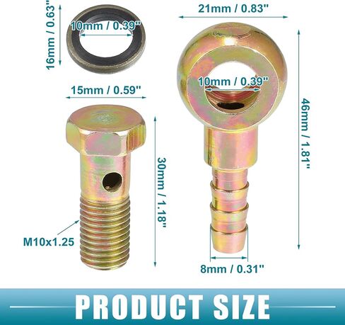 Car Oil Cooler Screw Ball Head Adapter Turbo Brake Line Bolt Adapter M12x1.25 8mm OD Bolt Brake Fitting Kit for Fuel Oil System (Set of 2) in Saudi Arabia
