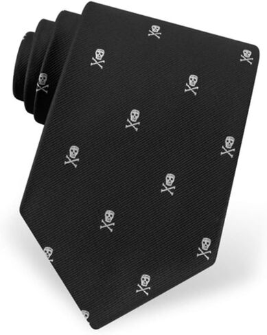 ربطة عنق نحيفة من الألياف الدقيقة باللون الأسود على شكل جمجمة وعظمتين متقاطعتين in Kuwait