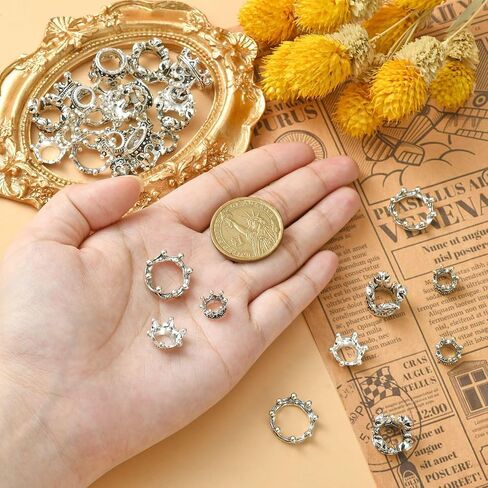 50 Pcs 5 Styles Antique Silver Crown Spacer Beads Alloy King Queen Princess Crown Beads Mini Crown Loose Beads for DIY Hair Jewelry Making in Kuwait