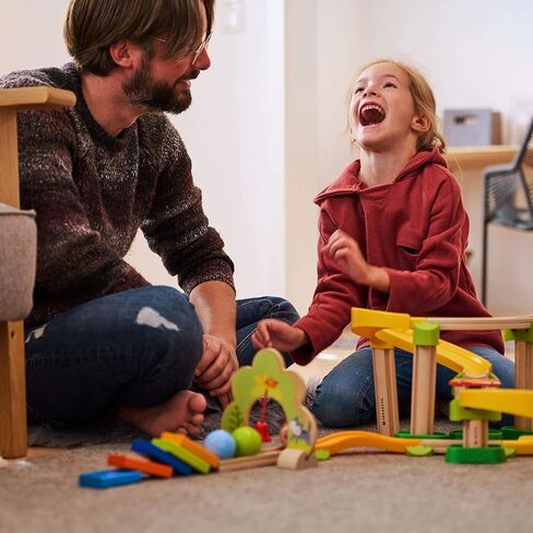 HABA Kullerbu Sim-Sala-Kling - 38 Piece Wooden & Plastic Ball Tack Set with Steep Curves and Musical Effects in Kuwait