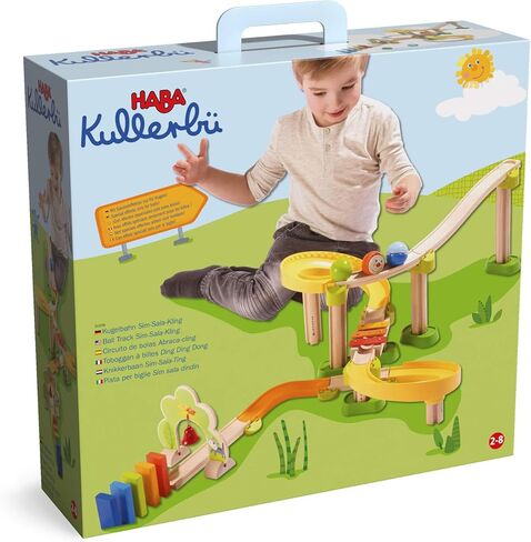 HABA Kullerbu Sim-Sala-Kling - 38 Piece Wooden & Plastic Ball Tack Set with Steep Curves and Musical Effects in Kuwait