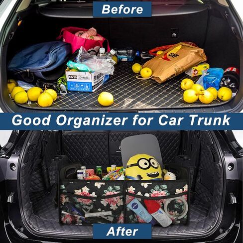 Deosk Car Trunk Organizer for SUV, Car Organizers and Storage with 6 Pocket, Car Accessories for Women/Men 50LWaterproof Polyester Trunk Organizer, Black in Saudi Arabia