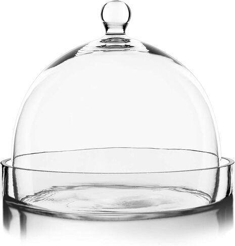 CYS EXCEL Bell Dome Cloche بقاعدة زجاجية (الارتفاع: 7.5 بوصة العرض: 8 بوصة) | خيارات متعددة الحجم لعرض حلوى الكيك | غطاء نبات جرة تررم in Kuwait