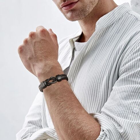 VNOX Men's Inspirational Mantra Engarved Handmade Braided Leather Adjustable Cuff Bangle Bracelet Encouragement Motivational Gift for Men in Kuwait