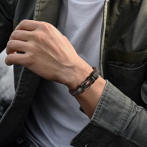 VNOX Men's Inspirational Mantra Engarved Handmade Braided Leather Adjustable Cuff Bangle Bracelet Encouragement Motivational Gift for Men in Kuwait