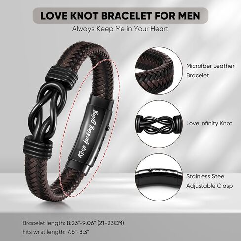 VNOX Men's Inspirational Mantra Engarved Handmade Braided Leather Adjustable Cuff Bangle Bracelet Encouragement Motivational Gift for Men in Kuwait