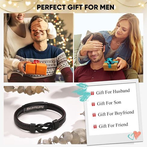 VNOX Men's Inspirational Mantra Engarved Handmade Braided Leather Adjustable Cuff Bangle Bracelet Encouragement Motivational Gift for Men in Kuwait