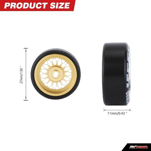 RCAWD for 1/28 Mini-Z AWD AMZ Mini-Q AMR GLA DRZ Mini-D IW04M Wltoys XRX BZ IW05 IW06 Drift Wheel Tire Set Upgrades,No More Glue Parts 27mm Diam, Sun-Type,Black in Saudi Arabia