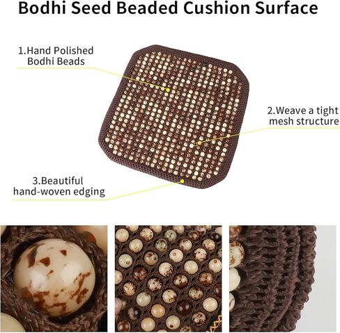 وسادة مقعد السيارة مطرزة من Bodhi، غطاء وسادة مقعد تدليك مربع كبير من الخرز الخشبي للمنزل/كراسي المكتب/وسادة مقعد السيارة والشاحنة مع قماش شبكي مسامي in Kuwait
