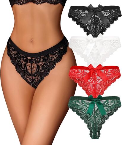 Avidlove Lace Bow Panties Sexy Underwear for Women T Back Low Waist Breathable Thong in Saudi Arabia
