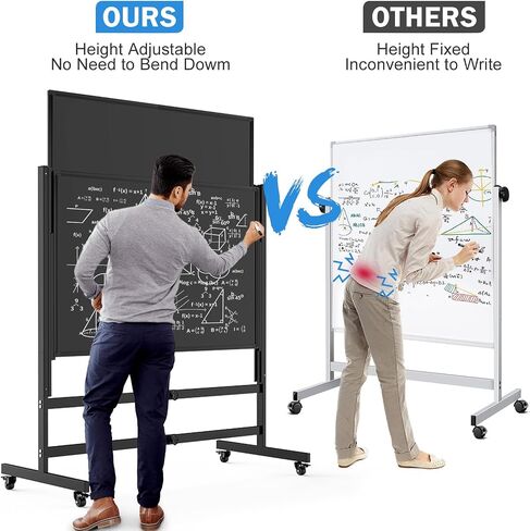 Mobile Chalkboard Height Adjustable - 60x72 inches, Large Rolling Blackboard Double-Sided, Magnetic Black Board on Wheels for School Home Office in Saudi Arabia