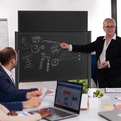 Mobile Chalkboard Height Adjustable - 60x72 inches, Large Rolling Blackboard Double-Sided, Magnetic Black Board on Wheels for School Home Office in Saudi Arabia
