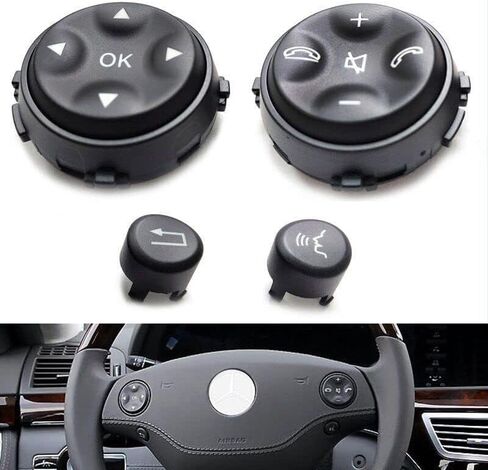 Black Interior Steering Wheel Button Replacement Kit Compatible for Mercedes-Benz W221 S- CLASS S550 S450 S600 S65 S350 S400 S500 CL550 CL630 2007-2010 in Kuwait