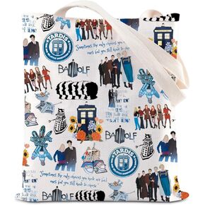 ENSIANTH Dr Who Movie Inspired Gift Blue Police Box Gift The 11th Doctor Tote Bag Dr Who Fans Shopping Bag David Tennant Gift