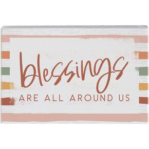 Simply Said, INC Small Talk Sign 3.5" x 5.25" Wood Block Plaque - Blessings Are All Around Us - STR1817