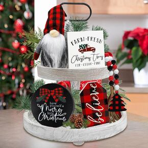 Christmas Decorations Wooden Signs Gnomes Plush Bead Garland Christmas Decor Set for Tabletop Home Winter Decorations