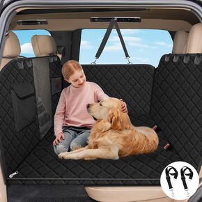 Vinstatin Dog Car Seat Cover for Back Seat with Strong Hard Bottom, Back Seat Extender Nonslip & Waterproof Seat Protector for Pets-Dog Hammock for Car, Sedans, SUV, and Trucks (Black)