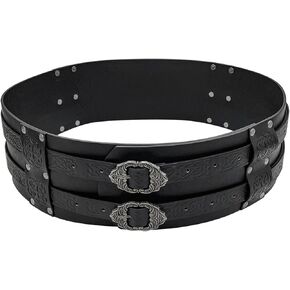 Joukavor Viking Belt Wide Leather Armor Belt Medieval Belt for Men Women LARP