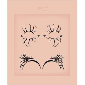 Black Spider Eyes by Mercy London Spider Costume Accessories Face Gems Jewels All In One Halloween Headpiece Stick On