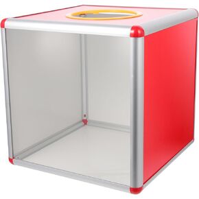 Box Festive Coin Hole Raffle Container Card Case Voting One Party Mouth Fundraising Clear Cubic Acrylic Favor with Suggestion Side Ballot Cm Lucky Round Window
