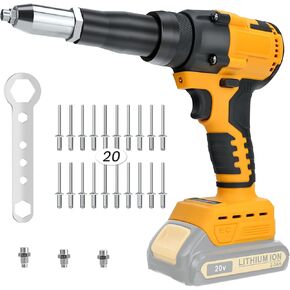 LouSdZoke Cordless Rivet Gun for DeWalt 20V,Electric Rivet Gun, Brushless Rivet Gun Tool for Rivets(1/8'', 5/32'', 3/16")