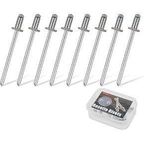 4 Pair Nos Dash Rosette Rivets Stainless Steel Fit for GM Ford Chrysler AMC VIN Door Tag with a Storage Box (8Pcs, Sliver)