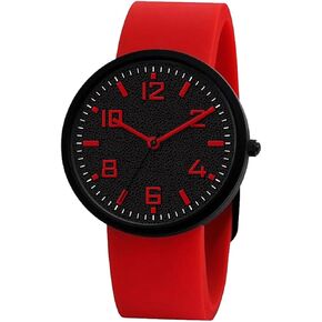 NUOVO Men Watch Red Watch for Men Silicone Watch Black Face Watch Sports Watch Casual Watch Waterproof Watch