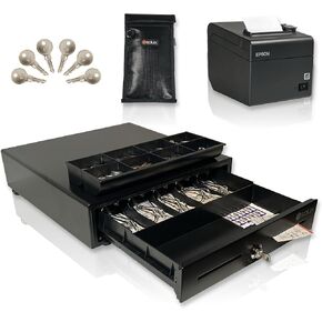 SOLUX POS Hardware Bundle for Square System - 16" Square Cash Drawer - Square Thermal Receipt Printer - Square POS Systems for Small Business - Cash Register with Receipt Printer Square Compatible in Kuwait