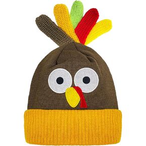 Thanksgiving Turkey Beanie Hat, Pom Pom Knitted Hat for Women Men Thanksgiving Night Event Dress up Party Cosplay, Runners Running Hats