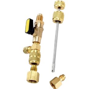 R410A R22 AC Valve Core Remover Installer Tool, Valve Core Remover, Dual Size 1/4"-5/16" Port HVAC Valve Core Removal Installer for Refrigeration Air Conditioning A/C Line Repair Tools