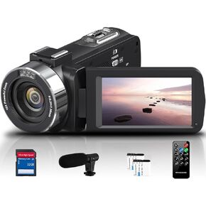 كاميرا فيديو DINGETU 4K كاميرا فيديو فائقة الدقة 48 ميجابكسل 18X تكبير كاميرا تسجيل رقمية لليوتيوب، شاشة لمس 3.0 بوصة مع جهاز تحكم عن بعد، بطاريتان وبطاقة SD سعة 32 جيجابايت in Kuwait