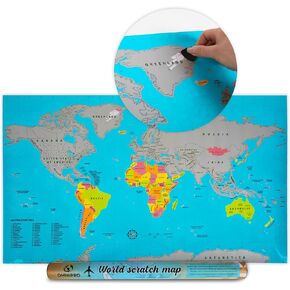 Extra Large Scratch Off World Map Poster - Vibrant Design Travel Scratch Map for Adventurers - Travel Scratch off Map of the world with Scratcher Packed in Gift Tube - 32x20In