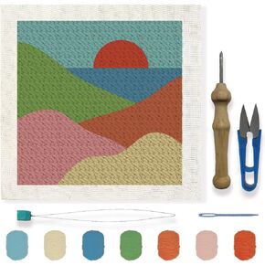 FREEBLOSS Punch Needle Kit Scenery Punch Embroidery Kit Punch Needle Embroidery Rug Punch Needle Kit Needle Punch Kit Needle Punch Kit for Beginners