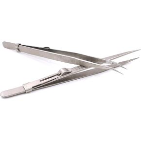 2PCS Precision Tweezers, Model Hobby Making Tools, Upgraded Bent and Straight Flat Tip Stainless Steel Tweezers for Gundam, Scale Military Model, 3D Resin Parts, Electronics, Sodlering, DIY