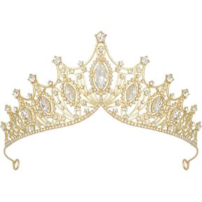 SWEETV Vintage Tiaras and Crowns for Women Queen Crown Costume Headpiece for Halloween Quinceanera Pageant Prom