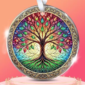 Christmas Ornaments 2024,Double-Sided 3.14In Acrylic Tree of Life Patterns Retro Christmas Tree Ornaments Vintage Style Xmas Pendant Decorative Hanging Decor for Christian Family Friends Present