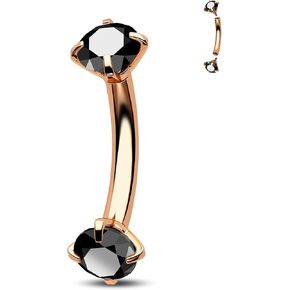 CM Crareesi Mania Rook Piercing Jewelry 316L Stainless Steel Rook Earrings 16G Double Black CZ Eyebrow Piercing 6mm Curved Barbells for Women Internally Threaded Eyebrow Rings