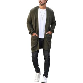 Verdusa Men's Long Sleeve Loose Cardigans Open Front Knitted Sweater Outwear