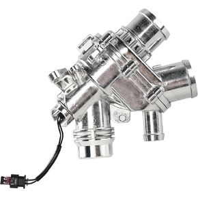 Aluminium Engine Coolant Thermostat Housing Compatible with 2014-2019 Land Rover LR4 Discovery 3.0L, Jaguar XF XE XJ F-Type F-Pace 2013-2020 3.0 L, Replacement for LR117568 LR062498