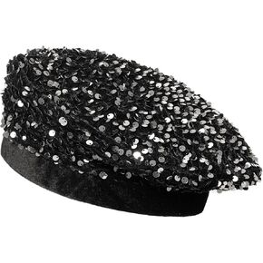 Women Bling Beret Hats Sparkly Sequin Glitter Beanie Hat