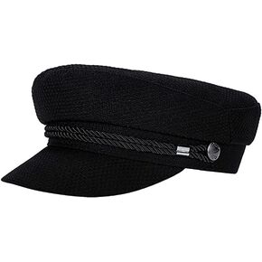 Womens Fashion Black Chauffeur Hat Visor Beret Cap Baker Boy Hat Cabbie Cap Peaked Cap for All Seasons (Black)