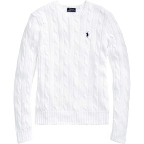 RALPH LAUREN Women's Crewneck Cable Knit Pony Logo Sweater